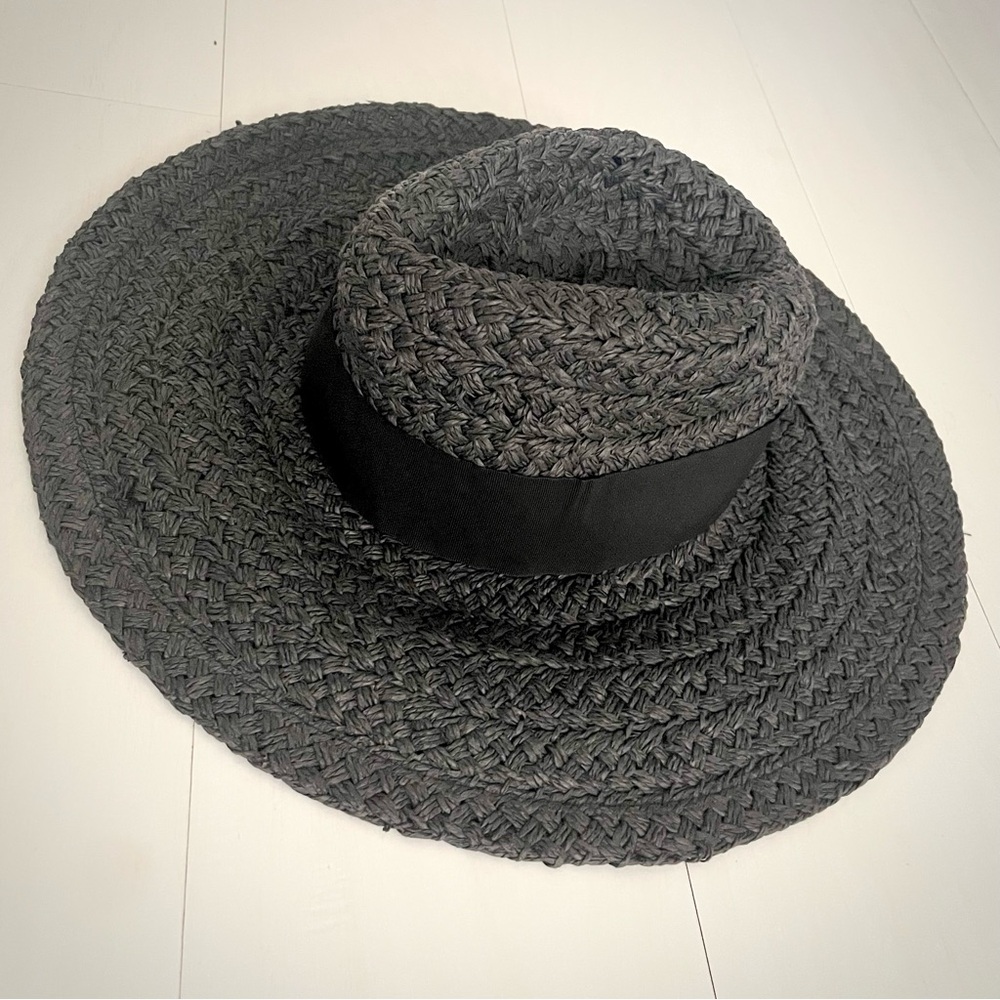 San Diego Hat Company Brown Black Woven Paper Straw Wide Brim Hat, Women’s O/S